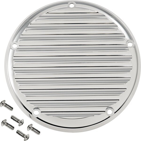 Derby Cover - 5 Hole - Finned - Chrome - M8 Softail