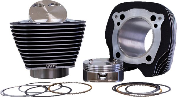 129" Big Bore Cylinder Kit - Wrinkle Black/Highlighted Fins - For 107" Engine - M8
