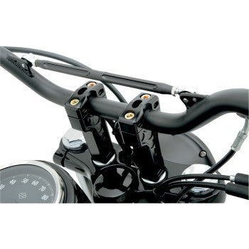 Dual Handlebar Riser Clamp Assembly - 4" - Harley Davidson - Black