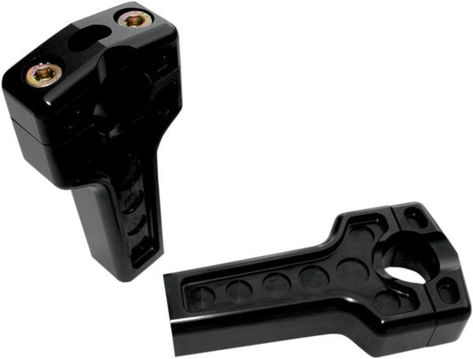 Dual Handlebar Riser Clamp Assembly - 4" - Harley Davidson - Black
