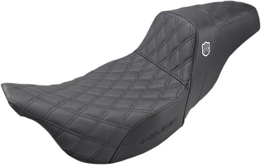 SADDLEMEN Pro Series Sdc Performance Seat - Carbon Fiber/Lumbar Gripper - White Stitch - Dyna 06-17 - 08030729