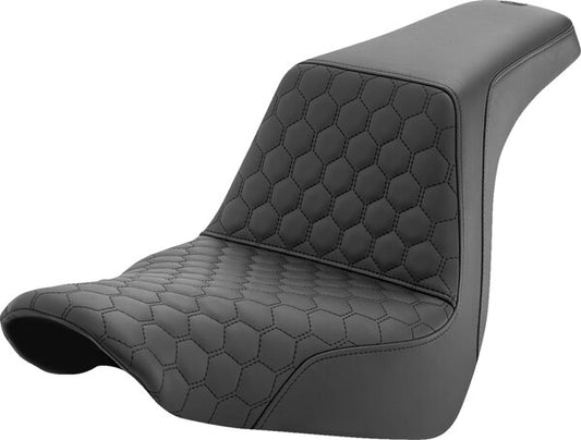 SADDLEMEN Step-Up Seat - Honeycomb - Orange Stitching - 3.3 Gal Tank - Sportster 04-22 - 08040808