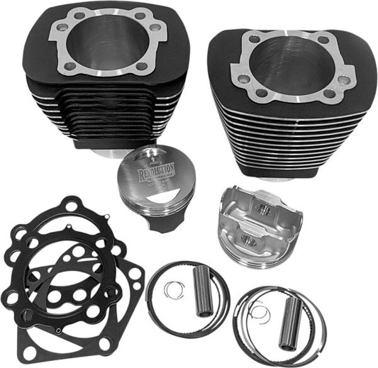 Cylinder Kit - Monster Big Bore - 100" - Black w/Highlighted Fins - Evolution Big Twin '84-'99