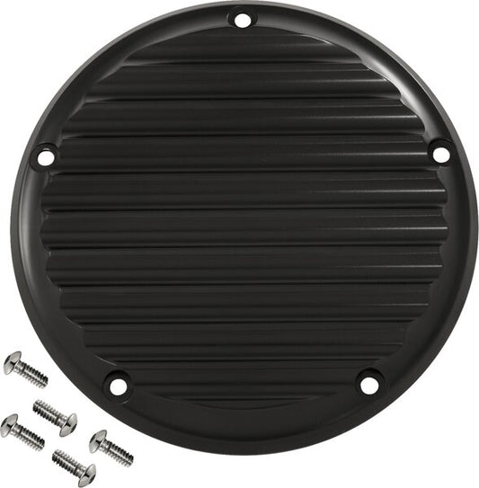 Derby Cover - 5 Hole - Finned - Black - M8 Softail
