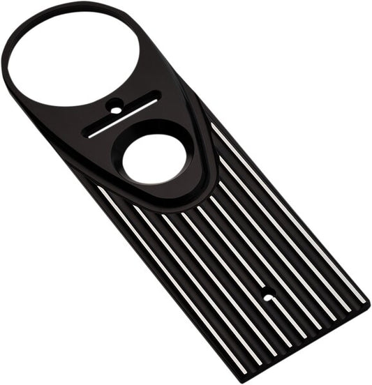 Road King Dash Panel - Finned - Black Anodized/Silver
