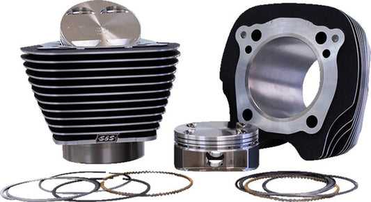 129" Big Bore Cylinder Kit - Wrinkle Black/Highlighted Fins - For 107" Engine - M8