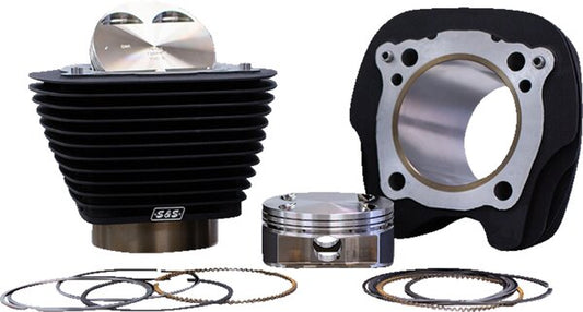129" Big Bore Cylinder Kit - Wrinkle Black w/o Highlighted Fins - For 107" Engine - M8