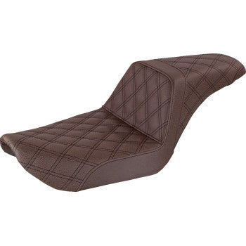 SADDLEMEN Step-Up Seat - Full Lattice Stitch - Brown - Dyna - 08030606
