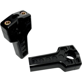 Dual Handlebar Riser Clamp Assembly - 4" - Harley Davidson - Black